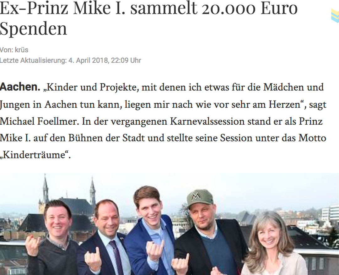 Ex-Prinz Mike I. sammelt 20.000 Euro Spenden