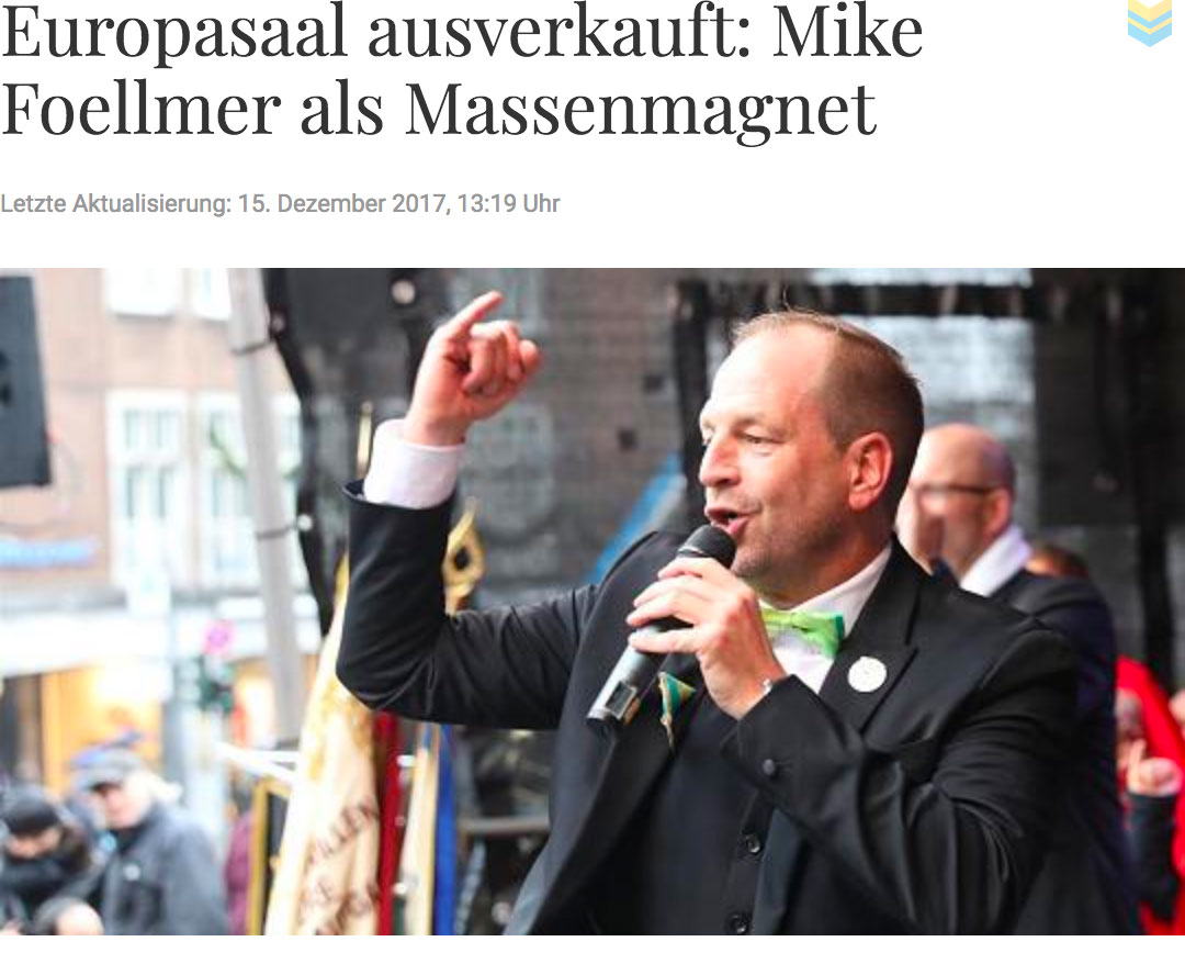 Europasaal ausverkauft: Mike Foellmer als Massenmagnet